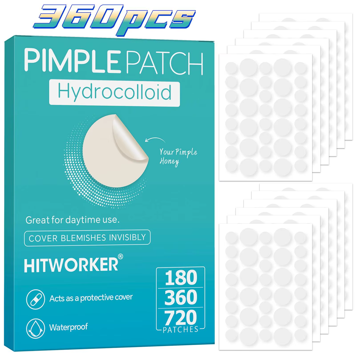 180/360/720 Patches/Box of Hydrogel Acne Patches Can Effectively Cover Acne Patches, Suitable for Both Men and Women