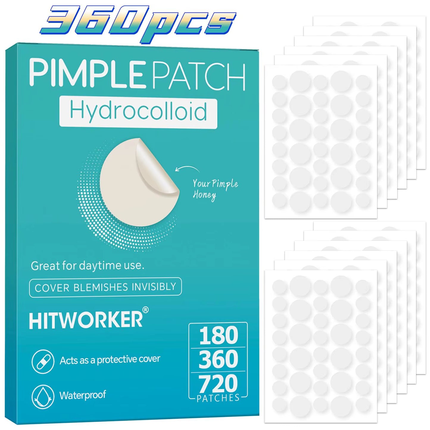 180/360/720 Patches/Box of Hydrogel Acne Patches Can Effectively Cover Acne Patches, Suitable for Both Men and Women