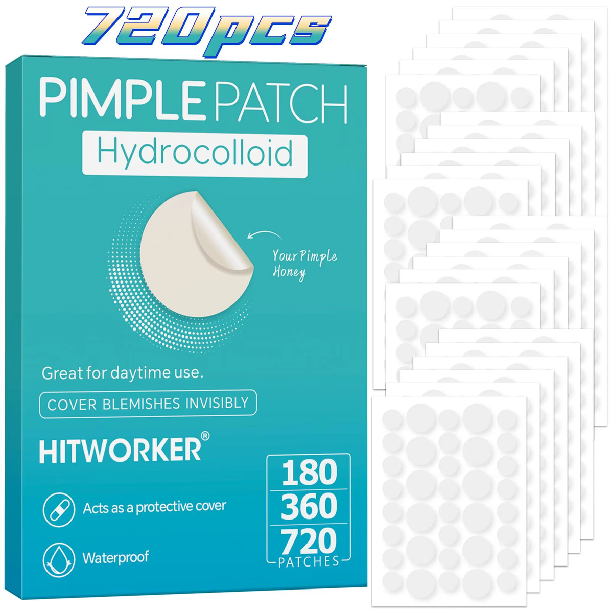 180/360/720 Patches/Box of Hydrogel Acne Patches Can Effectively Cover Acne Patches, Suitable for Both Men and Women